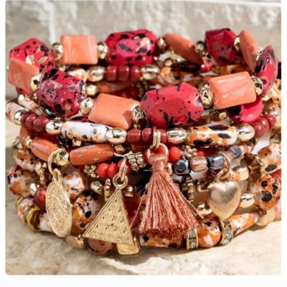 4- MULTI-LAYERED STRETCH BEADED BRACELETS-NEW-Set of 4. - Picture 2 of 7